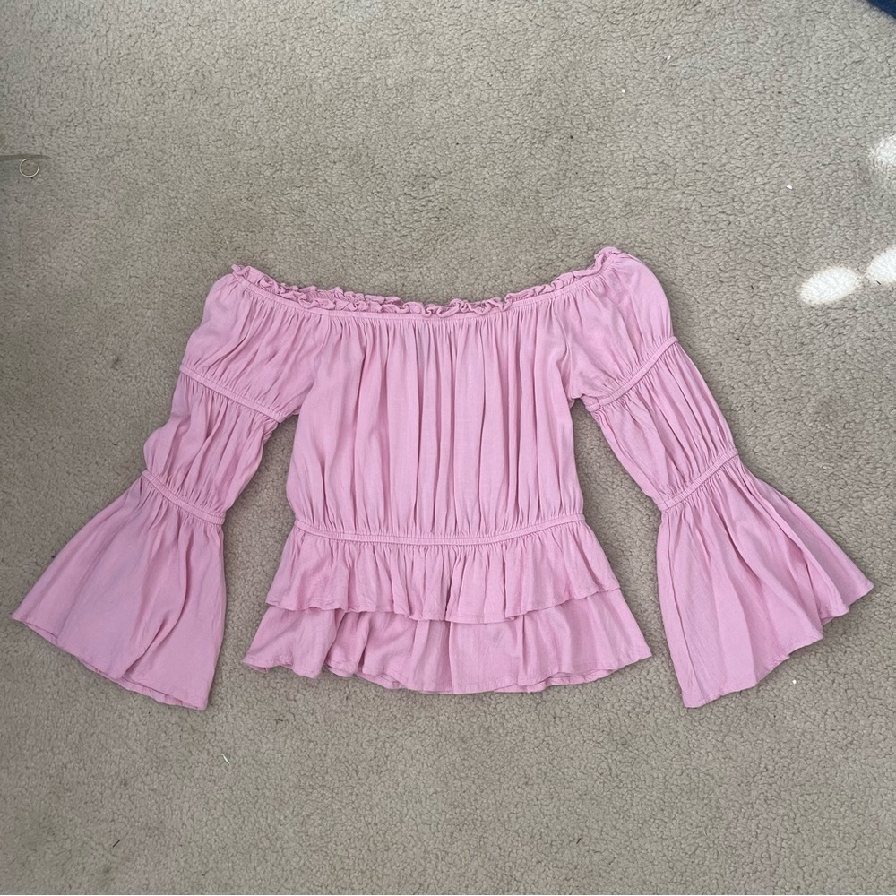 Forever 21 Ruffle Flounce-Hem Off the Shoulder Top